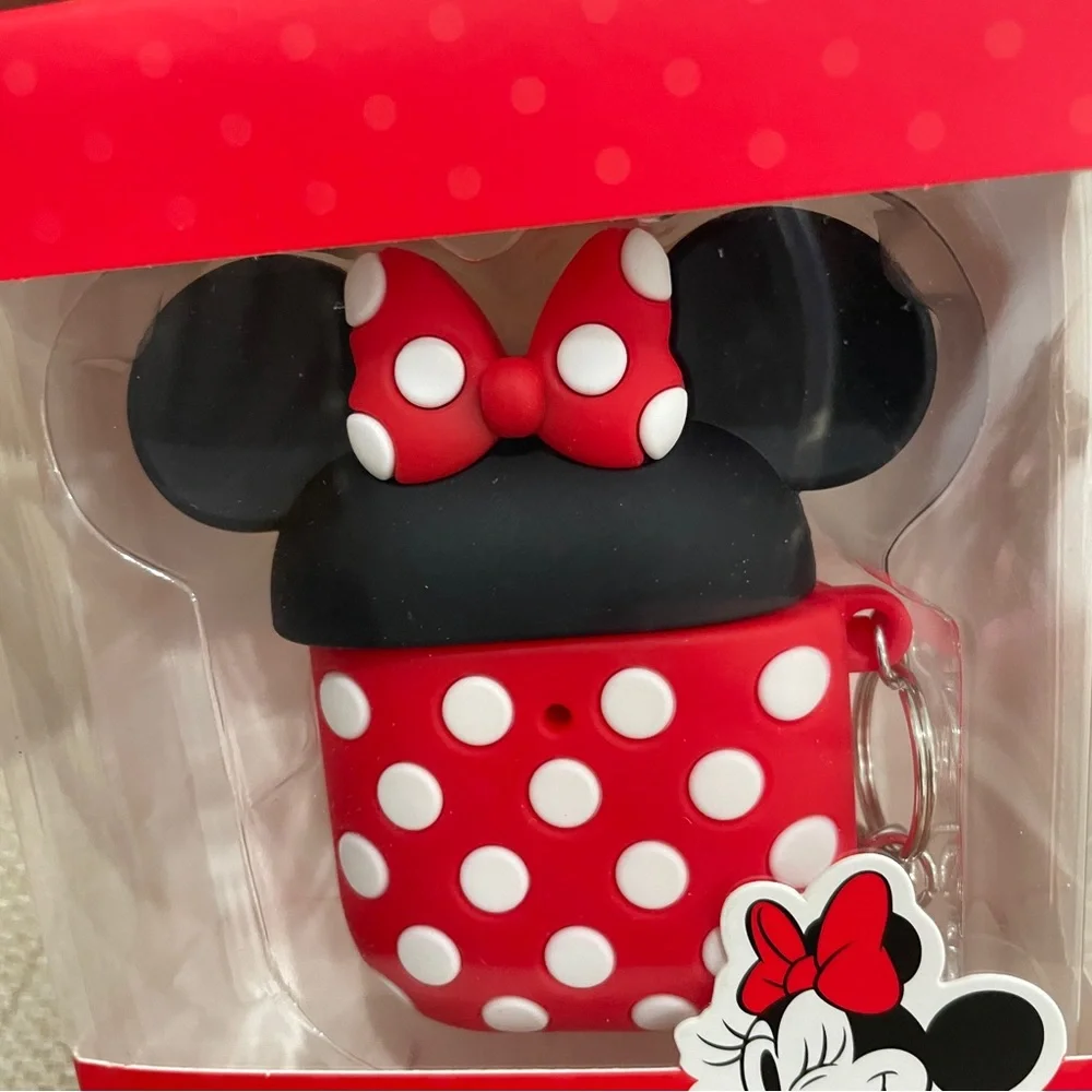 NEW Disney Minnie Mouse AirPods Case Generation 1 &‎ 2 Red Polka Dot 3D Silicone
